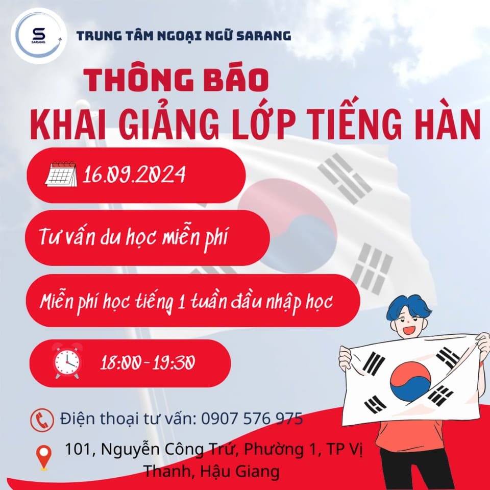 KHAI GIẢNG KHOÁ HỌC TIẾNG HÀN 16/9/2024